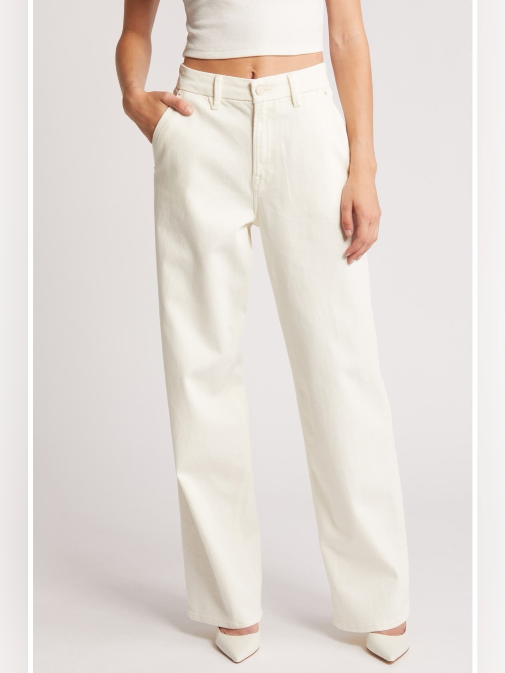 GA Good '90s Carpenter Wide Leg Jeans in Cloud White**RUN VERY LARGE-Best for 10